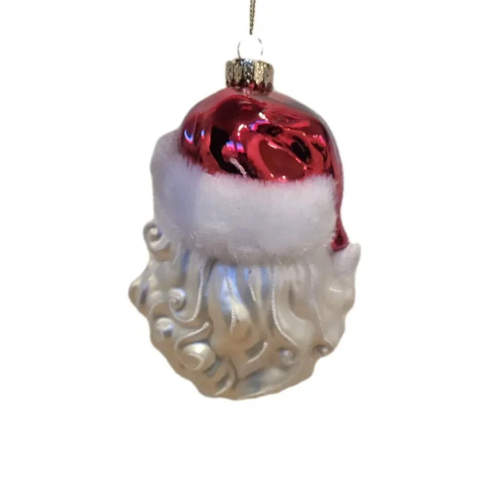 New Multi Color Glass LARGE Santa Claus Head Christmas Tree Ornament Decor